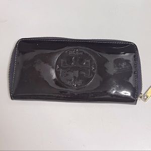 Tory Burch Plum Patent Leather Zip Card Case